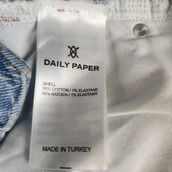 Daily Paper Monogram Denim Jeans Straight Leg High Waist Womens Small - Picture 8 of 16